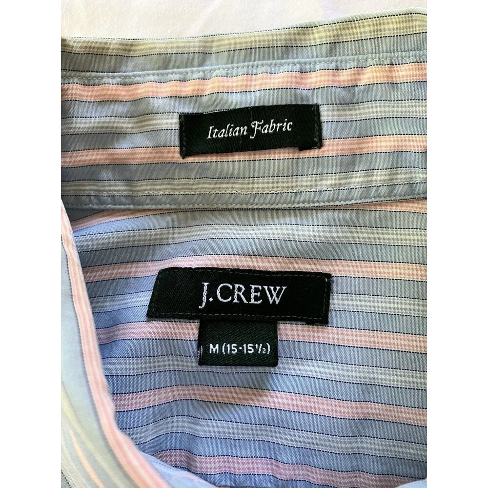 Premium J. Crew Italian Fabric Dress Shirt Men's Medium 15-15.5 Multi-Stripe
